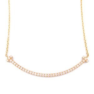 Tiffany T Smile Small Diamond Necklace Pink Gold Diamond Clear